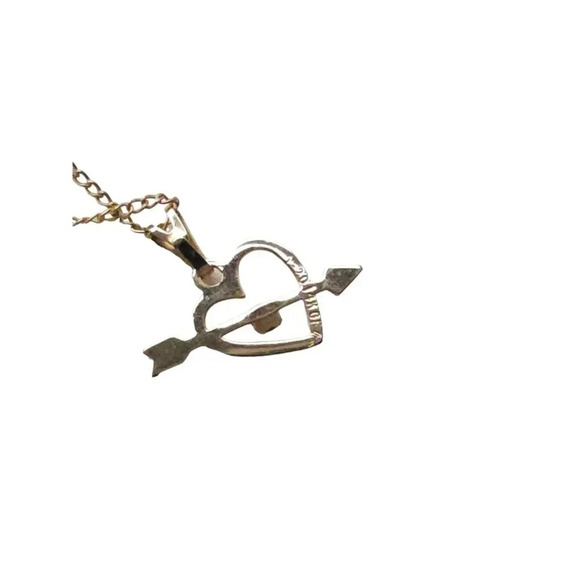 14K Gold-Filled Amethyst Stone Heart Arrow Pendant Necklace Vintage - Picture 3 of 5